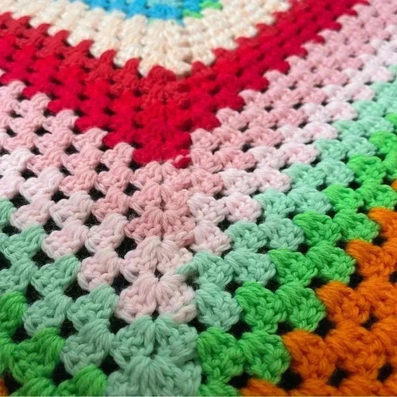 Beautiful Hand Made Small Crochet Afgan Throw Blanket Multicolored Color 40X40 - Picture 8 of 12